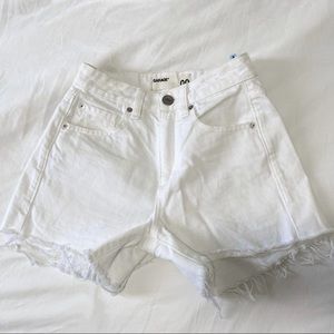 Garage High Waisted White Denim Short
